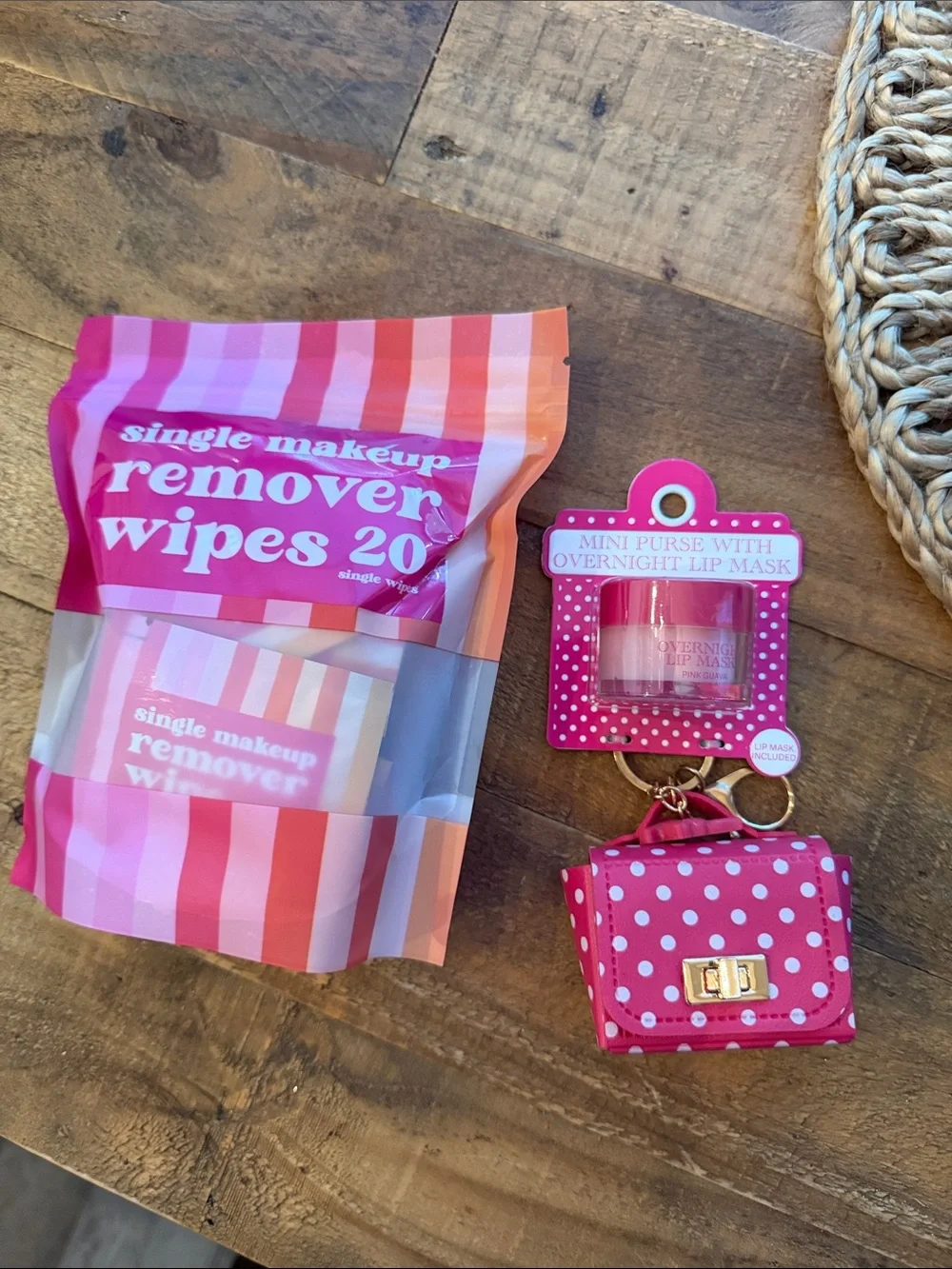 Makeup removers and lip mask and mini bag charm nwt great stocking stuffer